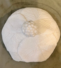 Load image into Gallery viewer, Vintage Fostoria Milk Glass Grape Leaf Covered Candy Dish