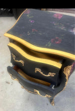 Load image into Gallery viewer, Vintage French Bombay Nightstand Black & Gold