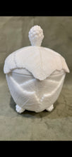 Load image into Gallery viewer, Vintage Fostoria Milk Glass Grape Leaf Covered Candy Dish