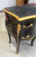 Load image into Gallery viewer, Vintage French Bombay Nightstand Black & Gold
