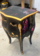 Load image into Gallery viewer, Vintage French Bombay Nightstand Black & Gold