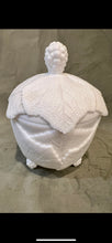 Load image into Gallery viewer, Vintage Fostoria Milk Glass Grape Leaf Covered Candy Dish