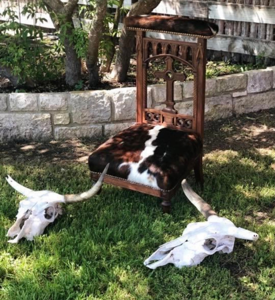 Cowhide Upholstered Prayer Chair