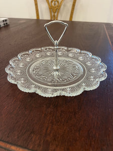 Vintage Glass Round Serving Tray