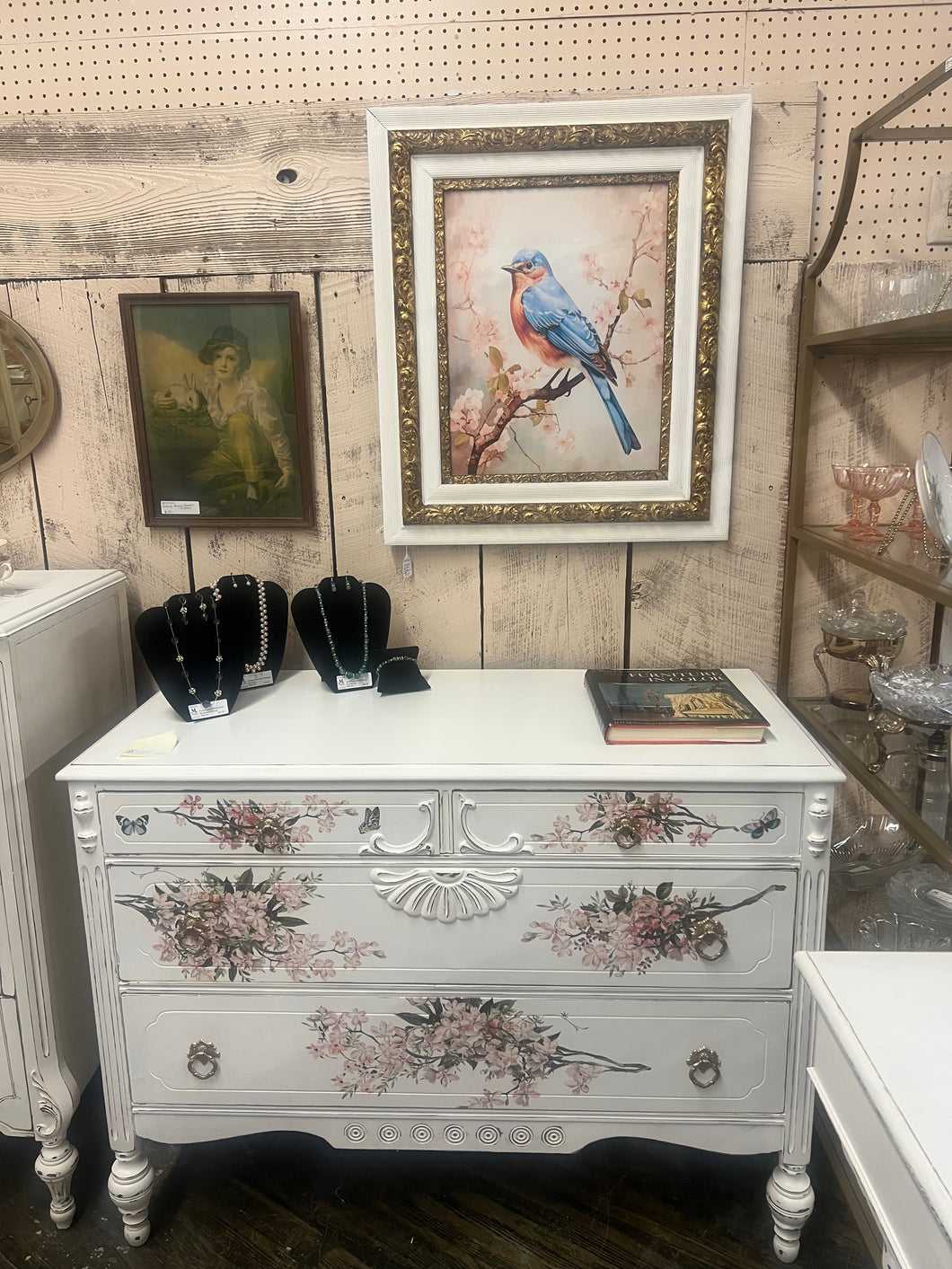 Vintage Shabby Chic Painted White Dresser