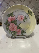 Load image into Gallery viewer, Vintage Hand Painted Pink Roses 10in Decorative Plate
