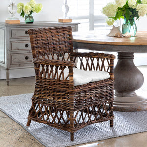 French Country Plantation Style Wicker Chair