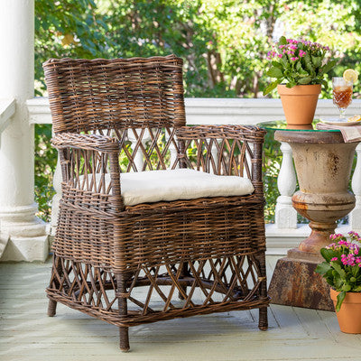 French Country Plantation Style Wicker Chair