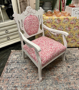 Victorian White Chair with Hot Pink Cheetah Fabric