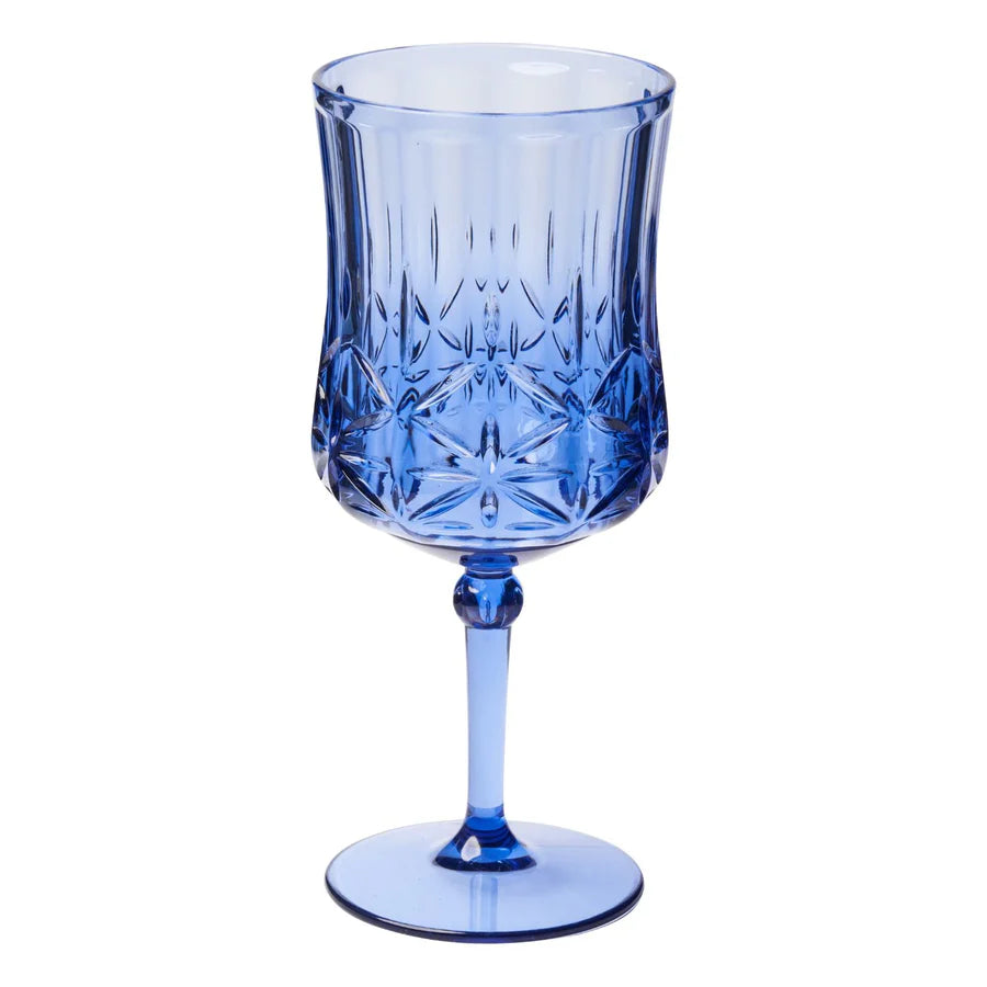 CLASSIC STEMMED WINE GLASSES (SET OF 4) PLASTIC (COBALT BLUE)