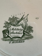 Load image into Gallery viewer, Vintage Green Transferware Plate T. Hughes Military Sketches
