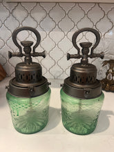 Load image into Gallery viewer, Reproduction Green Glass Light Set - Battery Operated - Estate Sale Find
