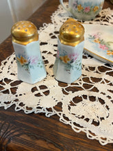 Load image into Gallery viewer, 1920's Victorian Hand Painted Bavarian Porcelain Set Creamer Sugar Tray Salt &amp; Pepper

