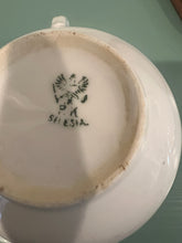 Load image into Gallery viewer, Victorian Hand Painted Cup and Saucer with Wood Stand German
