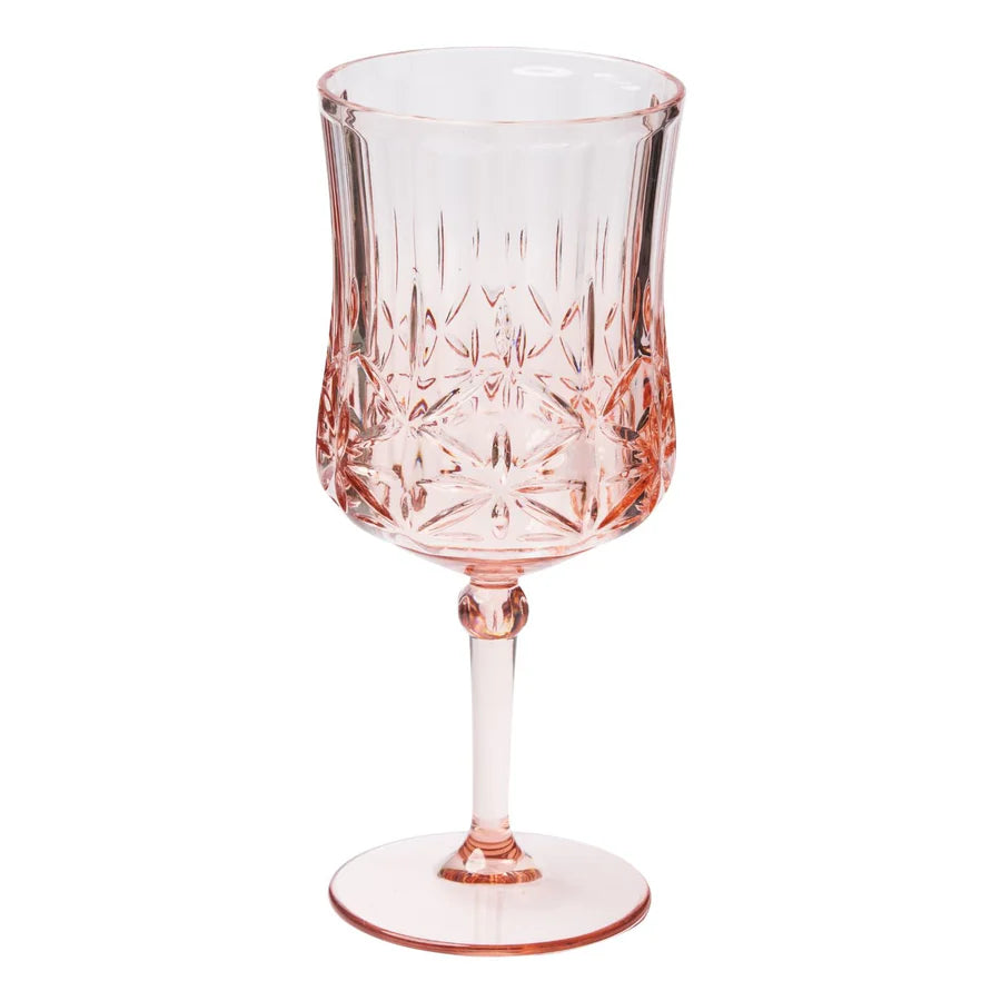 CLASSIC STEMMED WINE GLASSES (SET OF 4) PLASTIC (PINK)