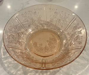 Cabbage Rose Serving Bowl Pink Depression Glass