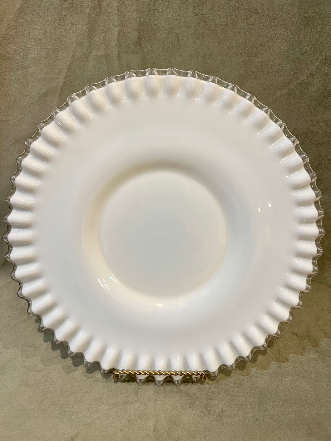 Vintage Fenton Silver Crest Milk Glass Sandwich Plate