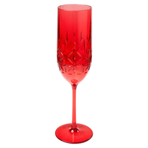 CLASSIC CHAMPAGNE GLASSES (SET OF 4) PLASTIC (RED)