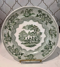 Load image into Gallery viewer, Vintage Green Transferware Plate T. Hughes Military Sketches
