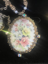 Load image into Gallery viewer, VIntage West Germany Hand Painted Porcelain Necklace &amp; Clip-On Earrings Set Signed
