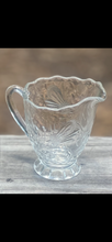 Load image into Gallery viewer, 1930&#39;s Thistle Etched Glass Footed Creamer &amp; Sugar Bowl Set with Flowering Wheat Design
