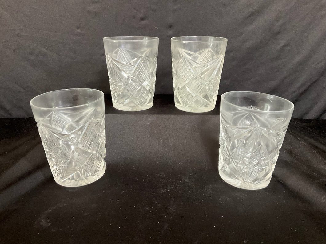 Vintage Crystal Cutglass American Brilliant Juice Glasses Set of 4