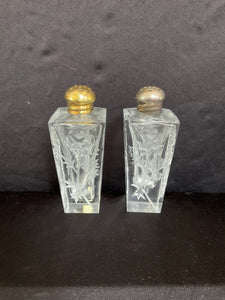 Vintage Crystal and Silver Plated Salt and Pepper Set